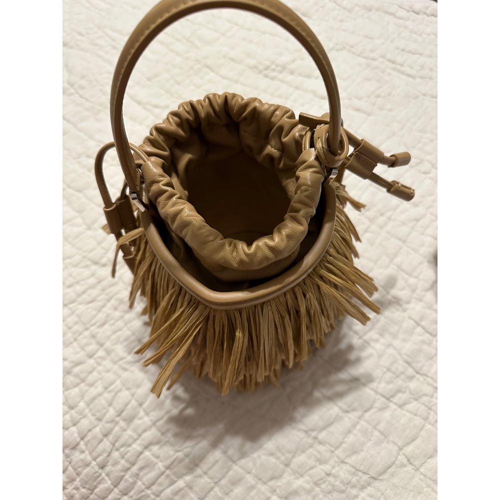 MICHAEL KORS COLLECTION Ischia Mini Leather and Fringe Bucket Bag Natural Peanut - Picture 11 of 14